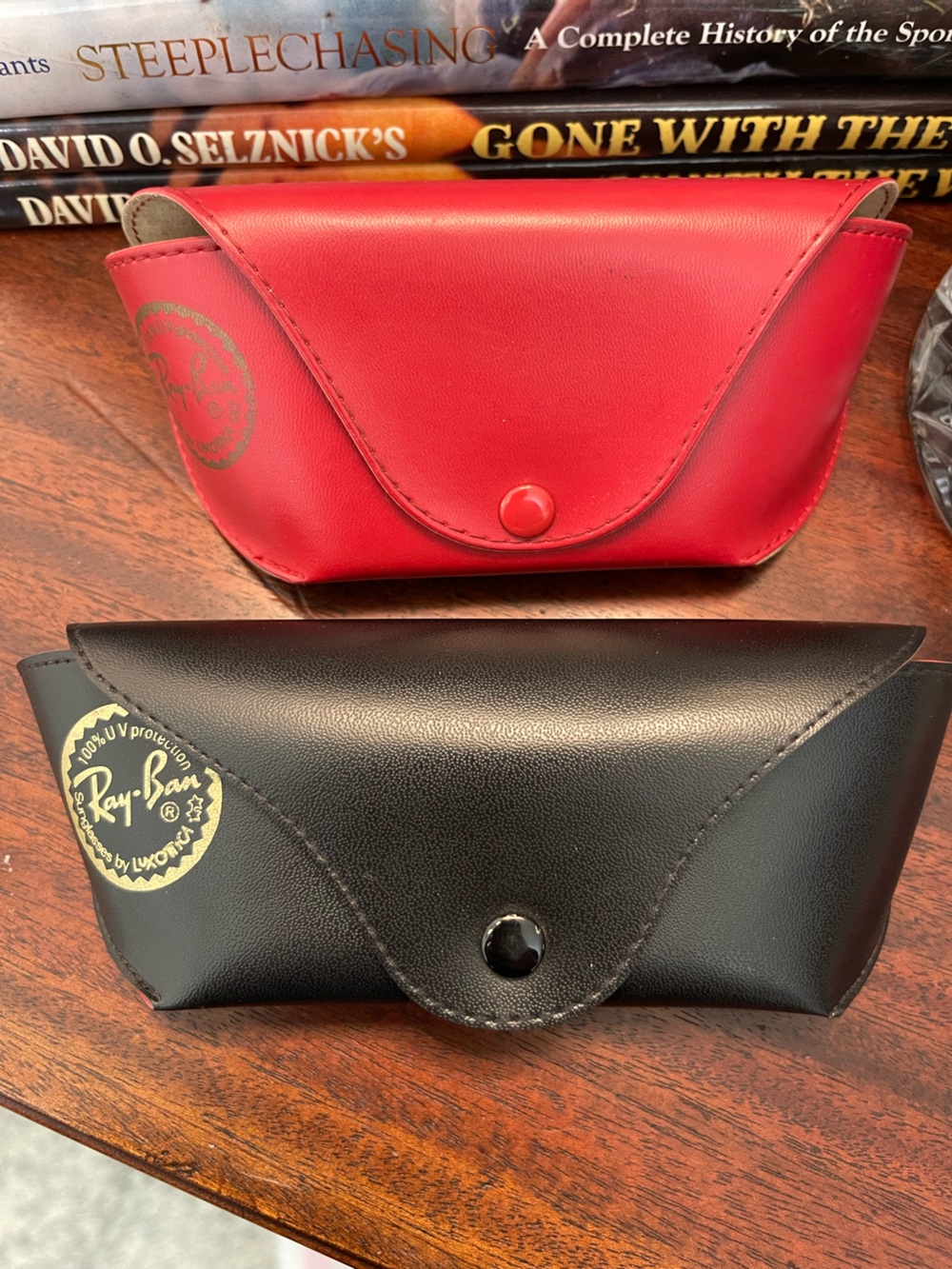 Ray-Ban Black and Red Sunglass Case Pouch Set